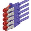 1aTTack.de 5x 3 m - Cavo patch di rete Cat 6 Cat6 RJ45 SFTP - viola