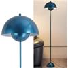 Alpinaluz Lampada da Terra in Metallo con Paralume Bombato - Design Retro Nordico - Luce Indiretta Verso il Basso - E27 - Interruttore a Pedale - Per Salotto e Interni (Blu Marino)