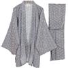 FANCYPUMPKIN Fancy Pumpkin Abito da Uomo Stile Giapponese Kimono Pigiama Suit Set Vestaglia [Grigio Motivo a Onde Taglia L]