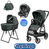 Peg Perego Trio Peg Perego Veloce Metal (Passeggino + Navicella Belvedere + Seggiolino Lounge reclinabile + Borsa)