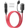 LANMINGLEL 14AWG Cavo di prolunga per presa accendisigari, 12V 24V Cavo di prolunga accendisigari maschio a femmina con luce led e fusibile 20A per pompa pneumatici, compressore d'aria (1M)