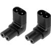 prometeo electronics Set 2 adattatore di alimentazione IEC320 ad angolo 90° C7 femmina a C8 maschio 250V 10A (2pz Curva angolare 90°)