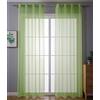 Gardinenbox Set di 2 tende trasparenti con occhielli, per soggiorno, in voile, chiusura a nastro, 245 x 140 cm (altezza x larghezza), verde mela, 203322