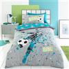 Bedlam Biancheria da letto Bedlam Blue Aqua Football Set copripiumino - Singolo 140 x 200 cm - Design reversibile calcio - Accessori per camera da letto ragazzi - tema calcio con federa