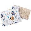 Medi Partners Coperta per gattonare con cuscino, 100% cotone, coperta per bambini, 55 x 75 + 35 x 30 cm, multifunzione, per passeggino, ovetto, culla (animali nella foresta con Minky) beige