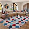 HUGEAR Tappeto Salotto 200x300cm Pelo Lungo Grande Multicolore Bianco Morbido Tappeti Antiscivolo Moderno Camera da Letto Cucina Sala Scendiletto Esterno Bambina Tappeti Rombi Geometrico