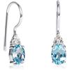 Namana Orecchini Pendenti Donna Argento 925 Rodiato con Topazio Blu Naturale Ovale 8x6 mm e 3 Topazi Bianchi, Orecchini Eleganti con Pietre Preziose Naturali