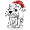 LANBEIDE Ciondolo natalizio per charm Pandora, in argento Sterling 925, fiocco di neve, Babbo Natale, cane e gatto, per braccialetti Pandora, regalo di Natale per donne, Argento sterling