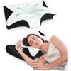 FEYIDEO Cuscino Cervicale per Dormire, 2 in 1 Cuscino Ergonomico in Memory Foam per Dormitori Laterali, Supini e Proni, 60x40x12/14cm (Nero)