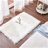 Cumay Faux tappetto di pelle di pecora tappeto , 60x90 cm, imitazione lana, adatto per tappeto per soggiorno, lunga pelliccia morbida, soffice, tappetino per il letto, divano (bianco, 60 x 90 cm)