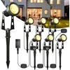 Kawaya 6-In-1 Faretti da Esterno 20M Faretto Bassa Pressione 36V Lampade da Giardino da Terra IP68 Impermeabile 3100k Giallo Caldo per Patio Cortile Sentiero