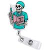 Penitue Teschio Porta Badge per Infermieri, Divertenti Porta Badge Retrattili Acrilico Identificativo Clip con Coccodrillo Clip per Infermieri Personale Infermieristico Insegnanti Studenti