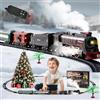 LTFIOON Giocattolo elettrico treno a vapore, giocattolo con rotaie, vapore, luce e suono, treno di Natale elettrico per bambini a partire dai 3 anni, treno di Natale intorno all'albero regalo per