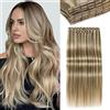 WIGNEE Doppie extension invisibili in PU OVO con capelli umani 100% Remy, 8 pezzi Extension in capelli umani veri senza colla Genius Micro Bead per un volume intenso(9A/60, 18 pollici)