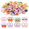Hopton 100 elastici per capelli colorati per ragazze, elastici per capelli per bambini, con motivo a fiocchi, animali, fiori e frutta