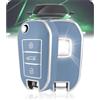 LELNOOS Cover Chiave Auto, Silicone Custodia Chiave Protettiva Copri Chiavi per Peugeot 208 308 508 2008 3008 5008 SW Rifter Partner per Citroen C3 C4 C5 Cactus Picasso Aircross Berlingo, Flip