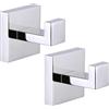 QNIIAED Confezione da 2 ganci quadrati per asciugamani da bagno, in acciaio inox, a vite, per cappotti, accappatoi, vestiti (cromo lucido)