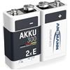ANSMANN 2x Batteria ricaricabile 9V - Tipo 300mAh (min. 270 mAh) NiMH - Pila E-Block prericaricata
