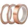 JRSHIRLEYLTD 3 rotoli di nastro di rame autoadesivo, 3 mm/5 mm/30 mm x 20 m, nastro di schermatura conduttiva, per riparazioni elettriche, saldatura, produzione artigianale