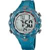 Calypso Orologio Digitale Uomo Gomma Blu - 10 ATM, Data, Cronografo, Doppio Fuso, Luce, Allarme, 12/24 h - K5838/2 Flash Time