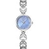 Alienwork Orologio Donna Argento Bracciale in Acciaio Blu Quadrante Madreperla Strass Ultra-sottile