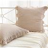 K MASANIJI Confezione da 2 federe per cuscini quadrati color tortora, 100% cotone lavato, a quadretti, color cammello marrone, decorative, per letto/divano, 66 x 66 cm