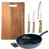 San Ignacio Wok Ø30 cm Alluminio pressato Colore Blu + 3 Culi in Acciaio Inox + Tagliere 40 x 25 cm NOIA San Ignacio