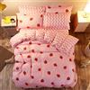 LAMEJOR Set copripiumino king size con motivo fragola/zigzag dolce reversibile set di biancheria da letto (1 copripiumino + 2 federe), rosa