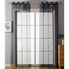 Gardinenbox Set di 2 tende trasparenti Uni, 245 x 140 cm (altezza x larghezza), colore nero, con occhielli e chiusura a nastro, per soggiorno, 20332-cn2