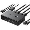 UGREEN KVM HDMI Switch 4K 60Hz 2 in 1 out 2 PC Condivisione 1 Schermo e 4 porte USB 2.0 per Tastiera Mouse Stampante Chiavetta HDD Switcher con Controllo Desktop e Cavo