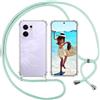 ISOI Cover con Cordino per Oppo Reno 13F 4G/Oppo Reno 13 F 5G/13 FS 5G, Custodia Trasparente con Collana Tracolla Laccio Collo Ultra Sottile Morbido TPU Silicone Antiurto AntiGraffio Case, Verde