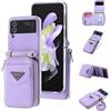 Jeelar ESONG Cover a Portafoglio per Samsung Galaxy Z Flip 3 con Cinturino,Custodia Antiurto Protezione con Slot per Schede/Cordino/Stand,Caso in Pelle Premium PU Protettiva Case per Donna-Viola
