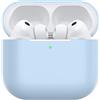 Nemteur Custodia per Airpods Pro 3, Case Protettiva Sottile in Silicone per Air Pods Pro 3 2025 (USB-C) Cover in Silicone Visibile con LED Frontale, Azzurro
