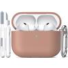 R-fun Custodia per Airpods Pro 3 (2025), custodia protettiva in silicone morbido compatibile con Apple AirPods Pro 3 generazione per donne e uomini con kit di pulizia/portachiavi,Tè latte