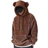 Generic Felpe con cappuccio da uomo UK, soffice maglione con cappuccio Sherpa, felpa in peluche peloso, felpa invernale con tasca a marsupio in pile, Caff, L