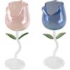 BONJUME Bicchieri Da Vino Rosso, 2PCS 280ml Bicchieri Da Vino A Forma Di Rosa Calice Da Champagne Rosa E Blu Flûte Da Matrimonio Per Regali Cene A Casa Matrimoni Riunioni Di Famiglia