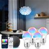 Aigostar Mesh - G45 6.5W Bluetooth Mesh Smart Bulb, Alexa E27 LED 555LM RGB & 2700K-6500K, Alexa Lampadina 16 milioni di colori, 4 unità (con telecomando Bluetooth)