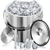 Jinfanshurich Contenitore per ghiaccio in acciaio inox, 3 l, con coperchio ermetico, colino e pinza per ghiaccio, a doppia parete, ideale per raffreddare birra, champagne e frutta