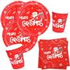 BFB Set di Piatti carta di Natale 52 pezzi Babbo Natale Piatti di carta monouso Tovaglioli e Bicchieri per feste