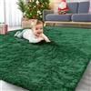Homaxy Tappeto a pelo lungo, morbido, con fondo antiscivolo, lavabile, per il soggiorno, la cameretta dei bambini, la camera da letto - 200 x 280 cm, Verde Scuro