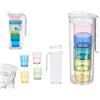 Makio M Brocca in plastica con 4 bicchieri, set per bevande, picnic, acqua, succo (colori, 1,6 l, 11 x 14,5 x 28 cm)