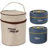 HAOHIZE Lunch Box Rotondo con Borsa con Coperchio, Contenitori per il Pranzo Coibentati Lunch Box Termico Set di Contenitori per il Pranzo Isolati Portatili Scatola Termica in Acciaio (2 Microwace Safe Box)