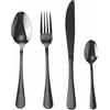 Wintem - Posate in Set da 24 Acciaio Inox Satinato Nero per 6 Persone, Design Moderno ed Elegante, Lavabili in Lavastoviglie, Ideali per Uso Quotidiano e Tavole Raffinate