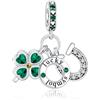 Amuefer Quadrifoglio a ferro di cavallo Charm Compatibili Bracciale Collana, Argento Sterling Ciondolo Compleanno Natale Gioielli Regali per le Donne Moglie Amici
