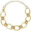 Breil, Collezione Amelié, Bracciale Donna in Acciaio IP Gold, con Anelli Ovoidali e Doppi Anelli a Giunzione, Chiusura a Moschettone Ovale, Lunghezza Regolabile 15-21 cm