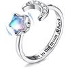 Milacolato Anello Antistress in Argento 925 Per Donna e Ragazza - Aperti Regolabili Di Ansia Con Pietra Di Luna, CZ Stella, Spinner, Lettering - Gioielli Con Confezione Regalo