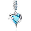 Rimgoris Ciondoli Charm 925 Argento Blue Murano Glass Dolphins Dangle Bead per Bracciali Pendente e Collane da Donna San Valentino Festa della Mamma Stagione dei diplomi Compleanno Regalo Natale