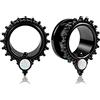 Vankula Dilatatori Lobo Double Flared tunnel dilatatore orecchie Opale in Acciaio inossidabile lobi piercing espansori Gioielli Uomo Donna 19mm(3/4) Nero