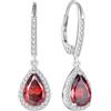FJ Orecchini Pendenti Goccia Orecchini Halo Solitario Argento 925 Orecchini Granato Pietre Portafortuna Gennaio Gioielli Regalo per Donna