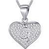 MASADA Collana in Argento 925 - Ciondolo Lettera G a forma di cuore Iniziale con Pietre Zircone - Iniziali Nome per Donna Ragazza - Catena 46 cm Confezione Borsa in Velluto